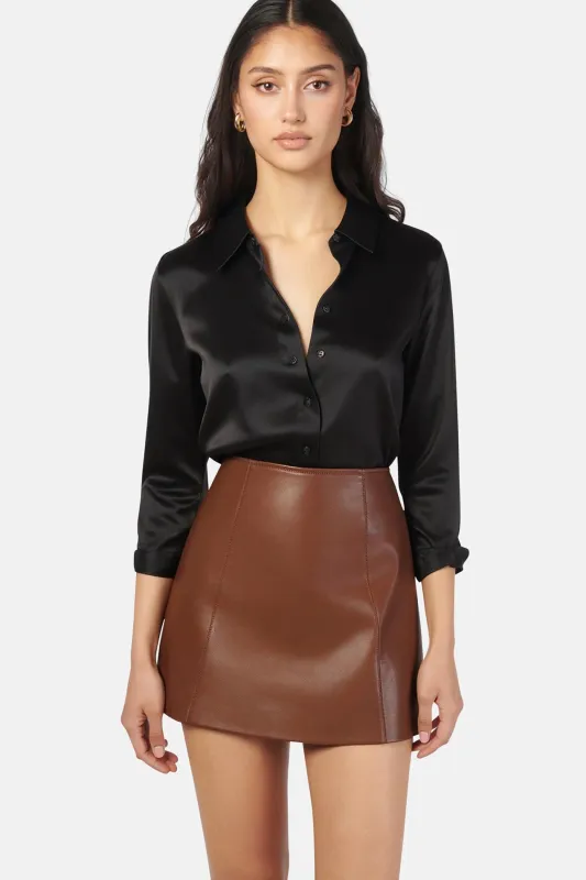 Cillian Genuine Leather Mini Skirt Mousse sold by Blue & Cream