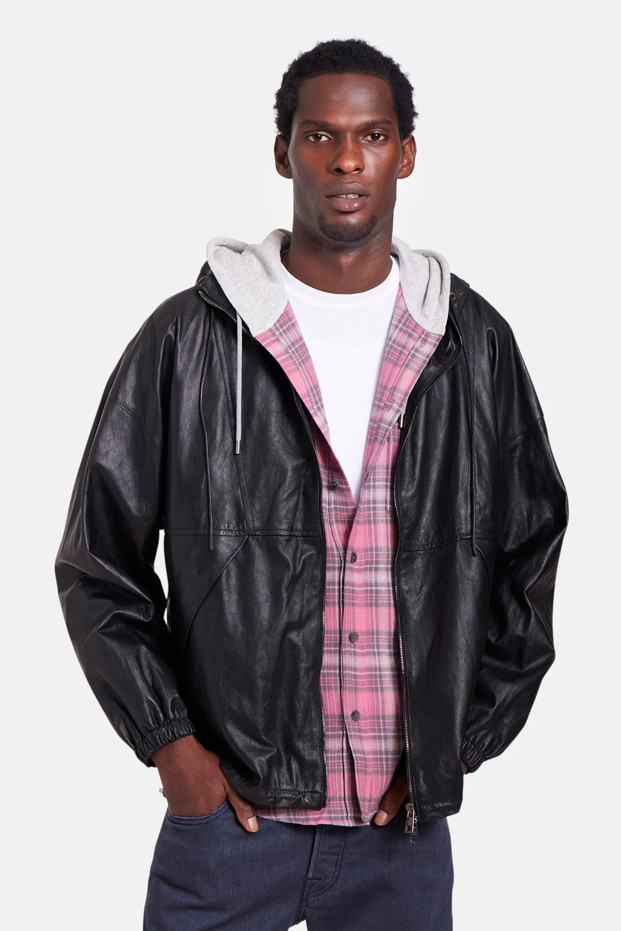 Leather Hooded Jacket Black sold by Blue & Cream product image thumbnail 5