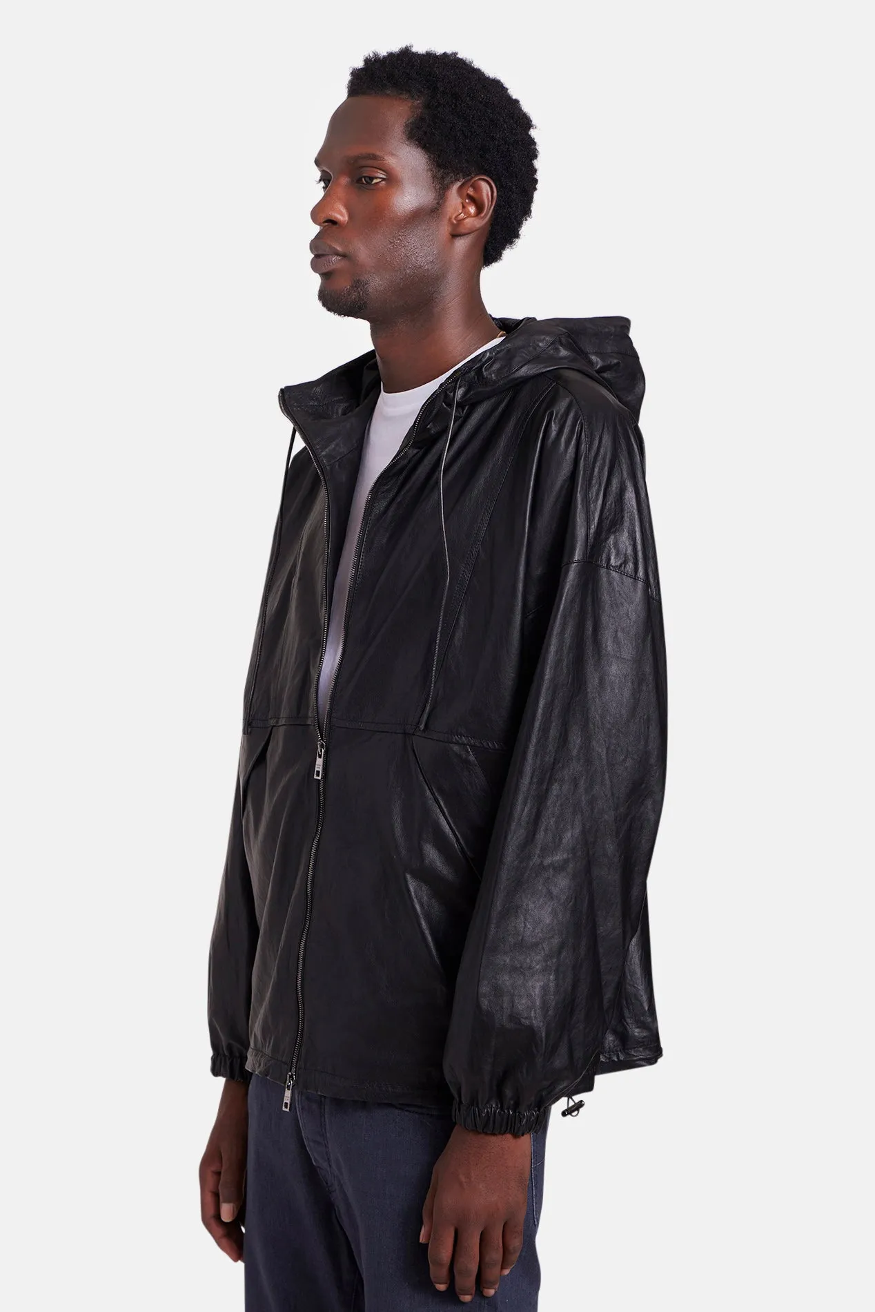 Leather Hooded Jacket Black sold by Blue & Cream product image thumbnail 2