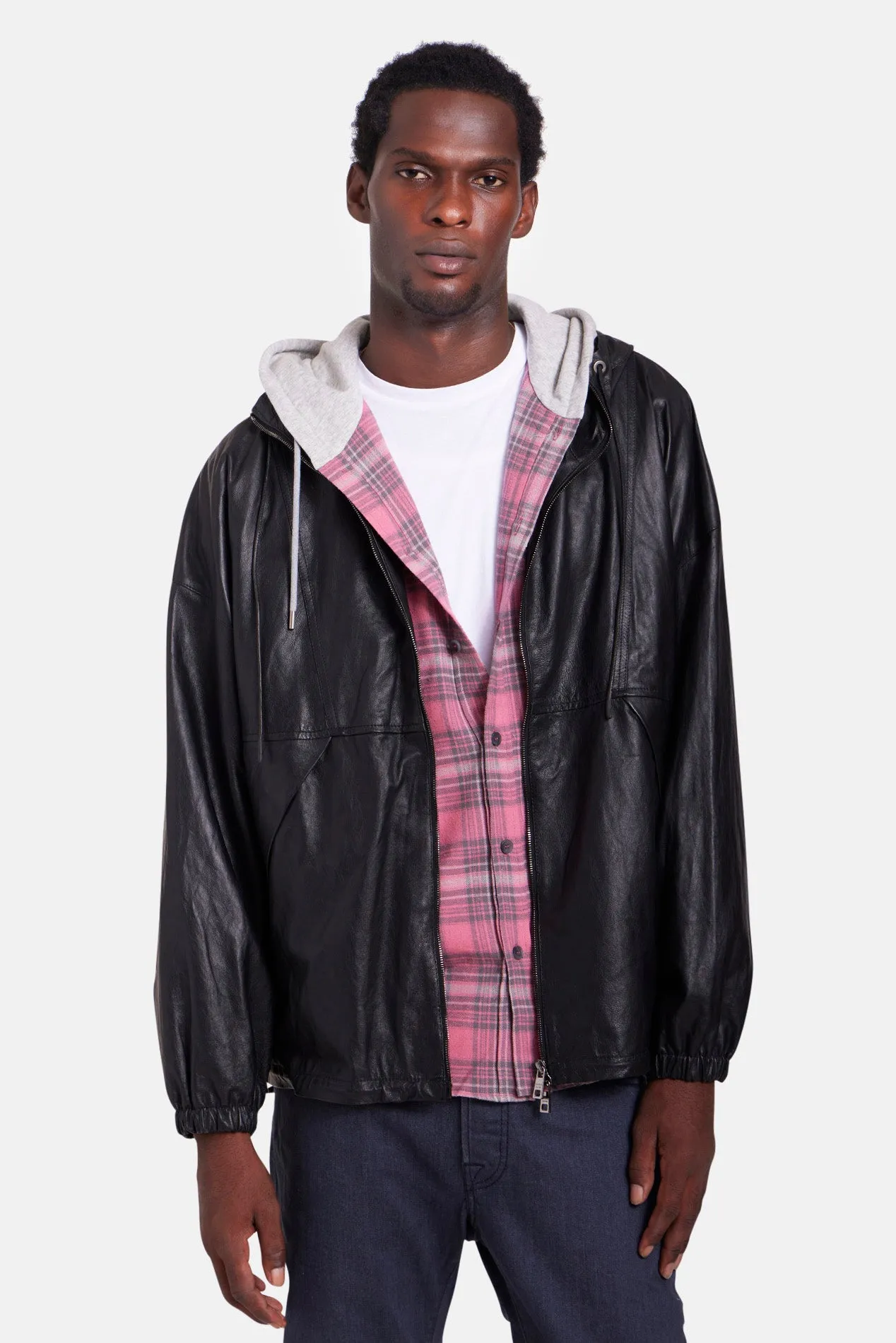 Leather Hooded Jacket Black sold by Blue & Cream product image thumbnail 4
