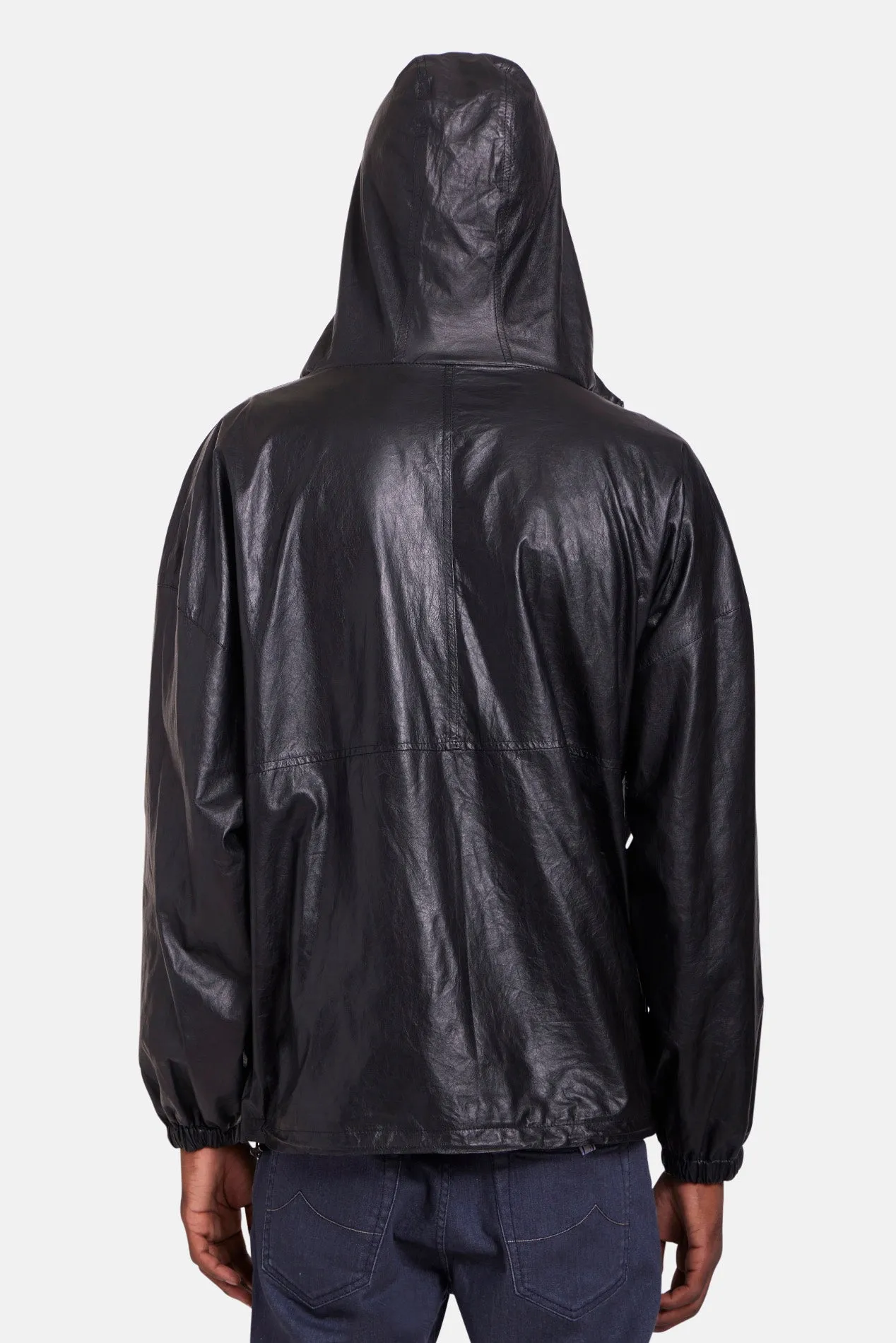 Leather Hooded Jacket Black sold by Blue & Cream product image thumbnail 3