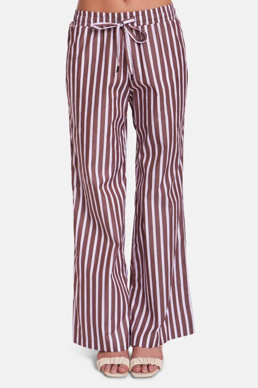Georgica Beach Poplin Pant Brown/White Stripe sold by Blue & Cream