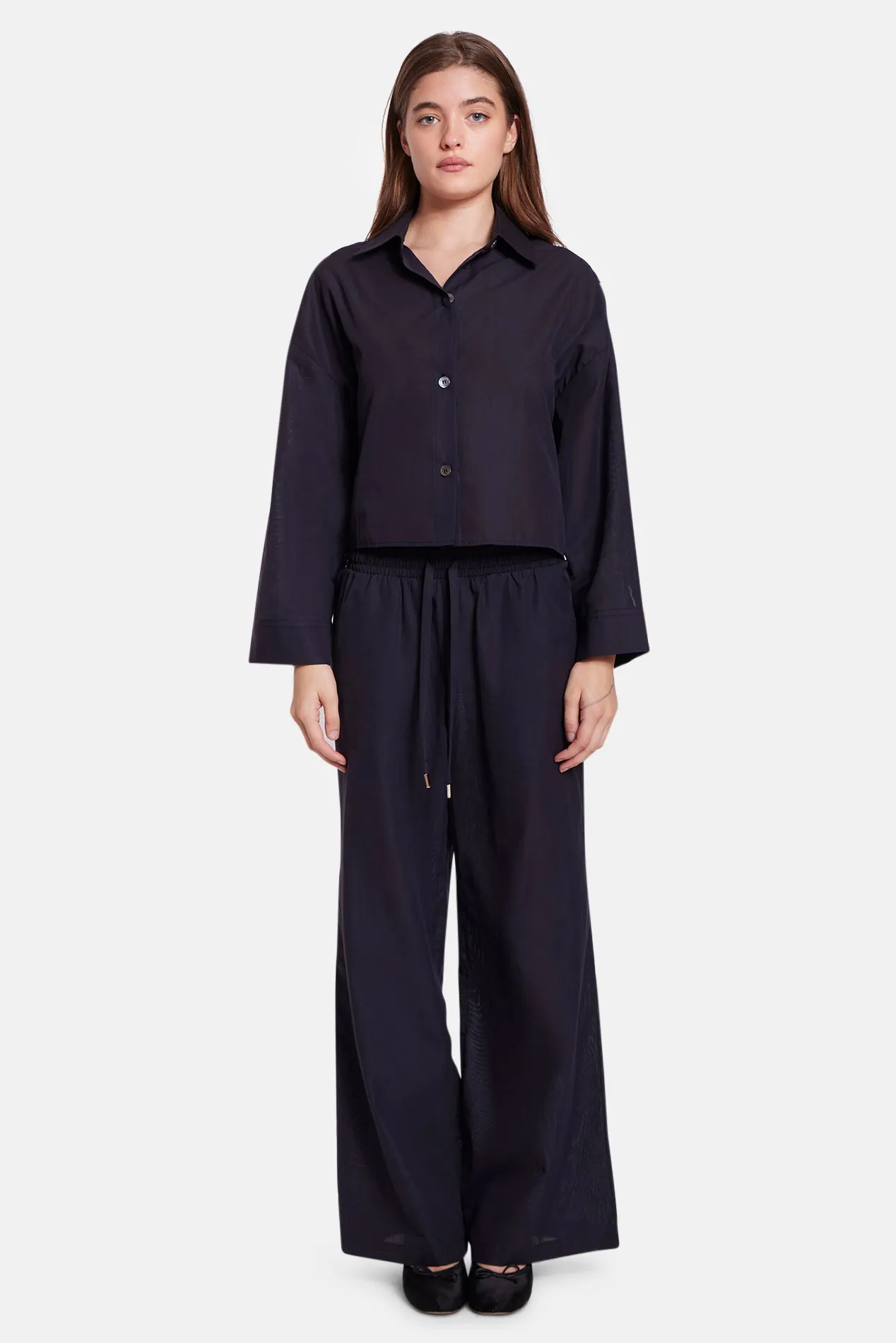 Gansett Poplin Crop Shirt Black Sheer sold by Blue & Cream product image thumbnail 4