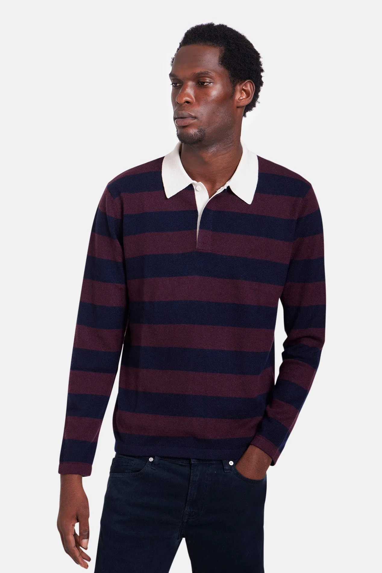 Cashmere Striped Rugby Navy/Wine sold by Blue & Cream