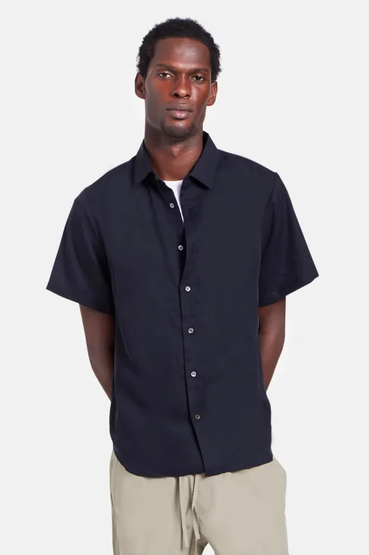 Tencel SS Buttondown Navy made by Blue & Cream