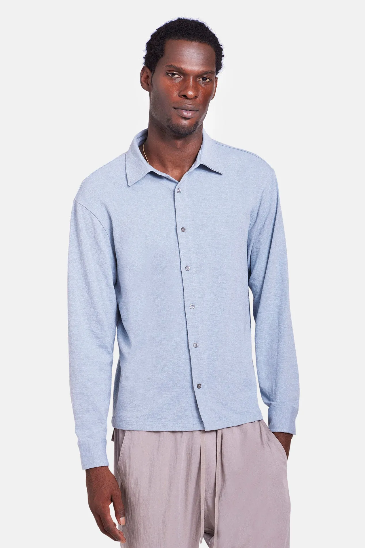 Slub Long Sleeve Button Up Patina Blue sold by Blue & Cream
