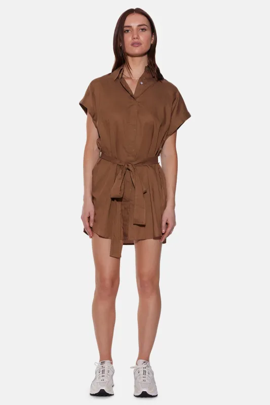 Maidstone Mini Shirt Dress Soft Brown sold by Blue & Cream