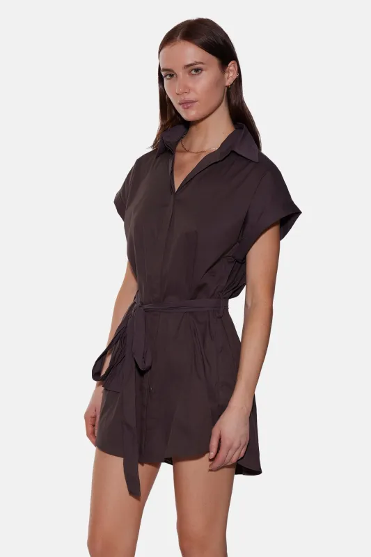 Maidstone Mini Shirt Dress Chocolate sold by Blue & Cream