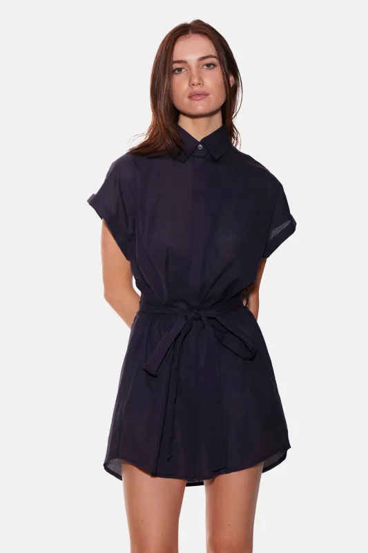 Maidstone Mini Shirt Dress Black Sheer sold by Blue & Cream
