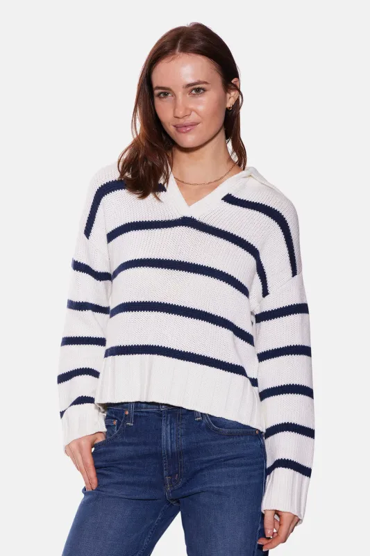 Jackie Striped Sweater White/Navy sold by Blue & Cream