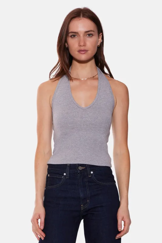 Halle Rib Halter Top Grey sold by Blue & Cream
