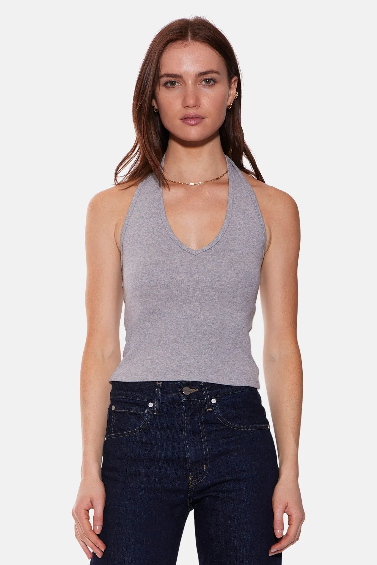 Halle Rib Halter Top Grey sold by Blue & Cream