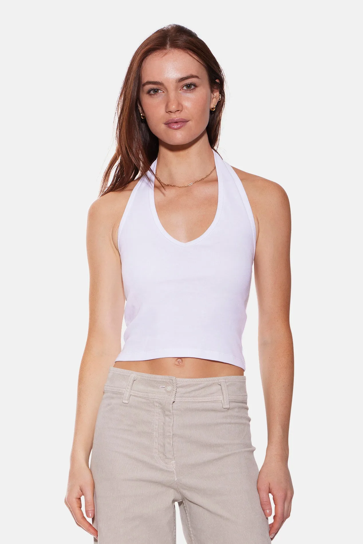 Halle Rib Halter Top White sold by Blue & Cream