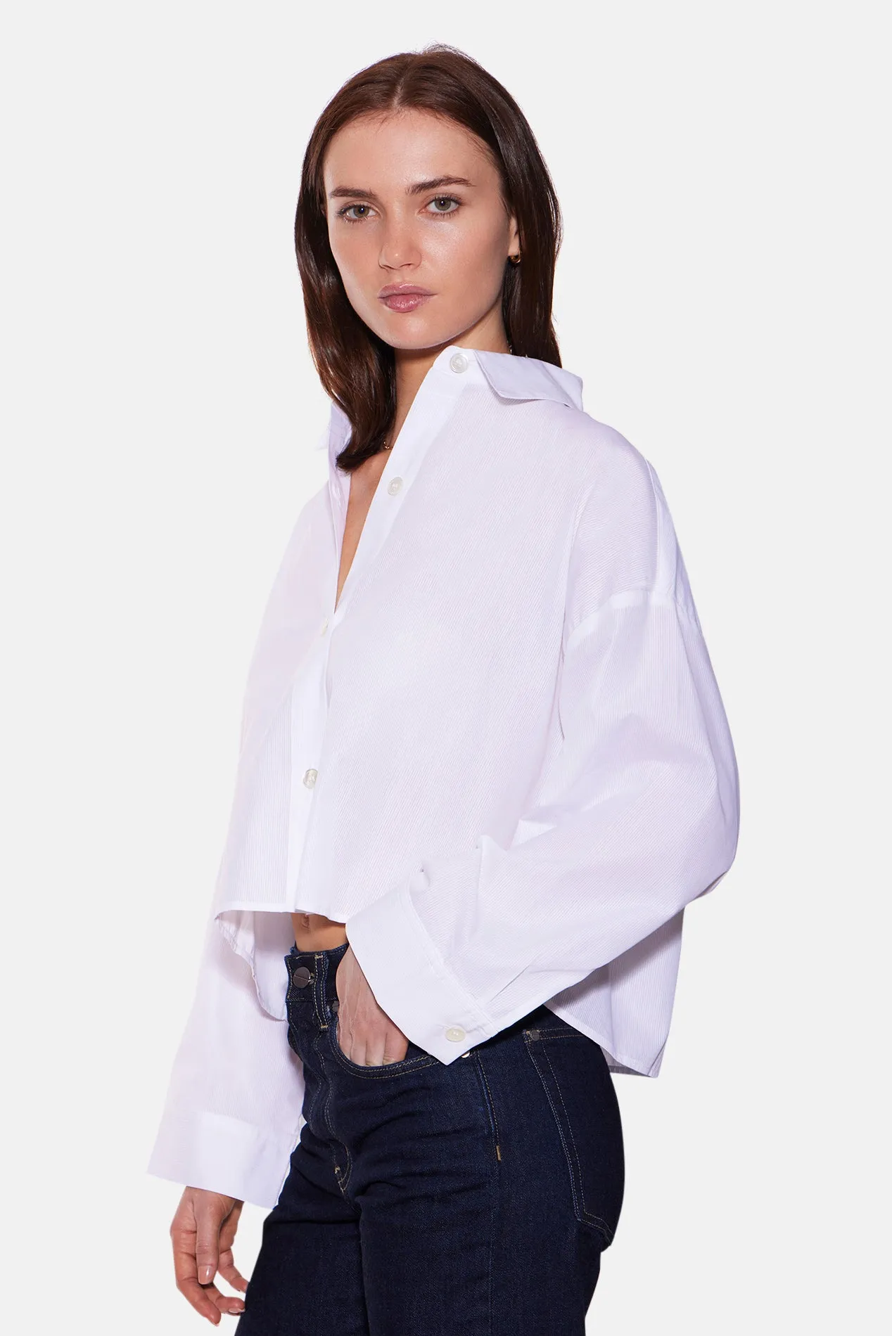 Gansett Poplin Crop Shirt White Sheer sold by Blue & Cream product image thumbnail 3