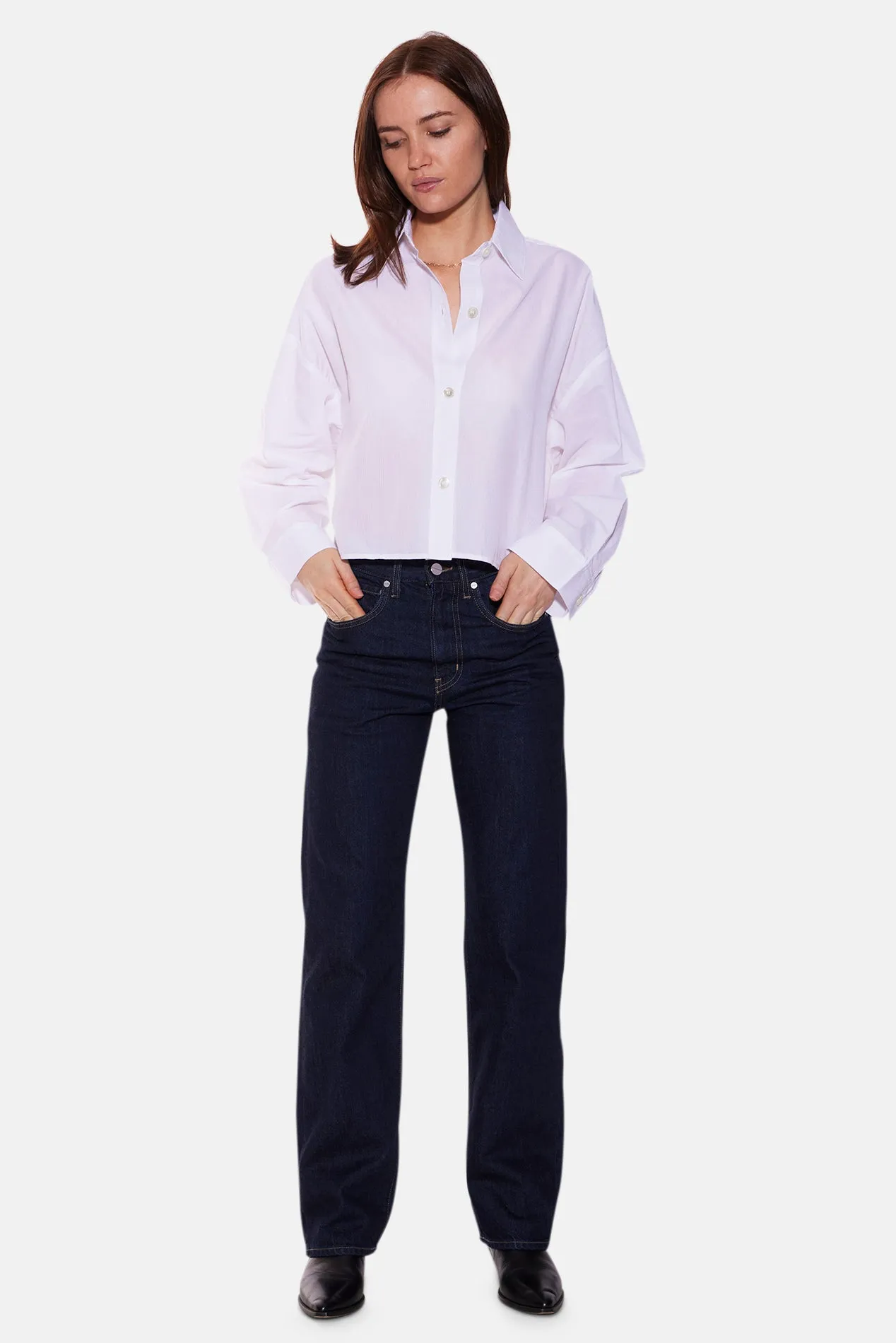 Gansett Poplin Crop Shirt White Sheer sold by Blue & Cream product image thumbnail 5