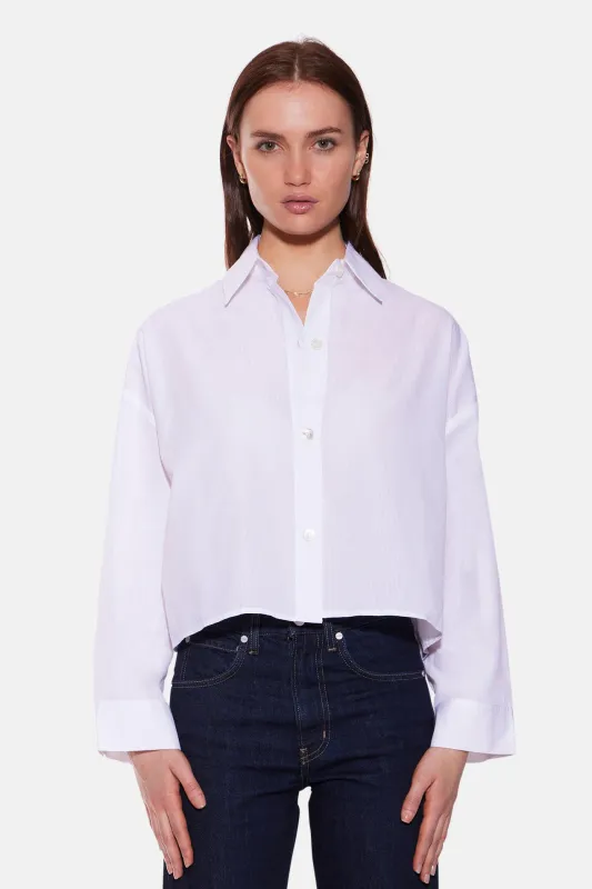 Gansett Poplin Crop Shirt White Sheer sold by Blue & Cream