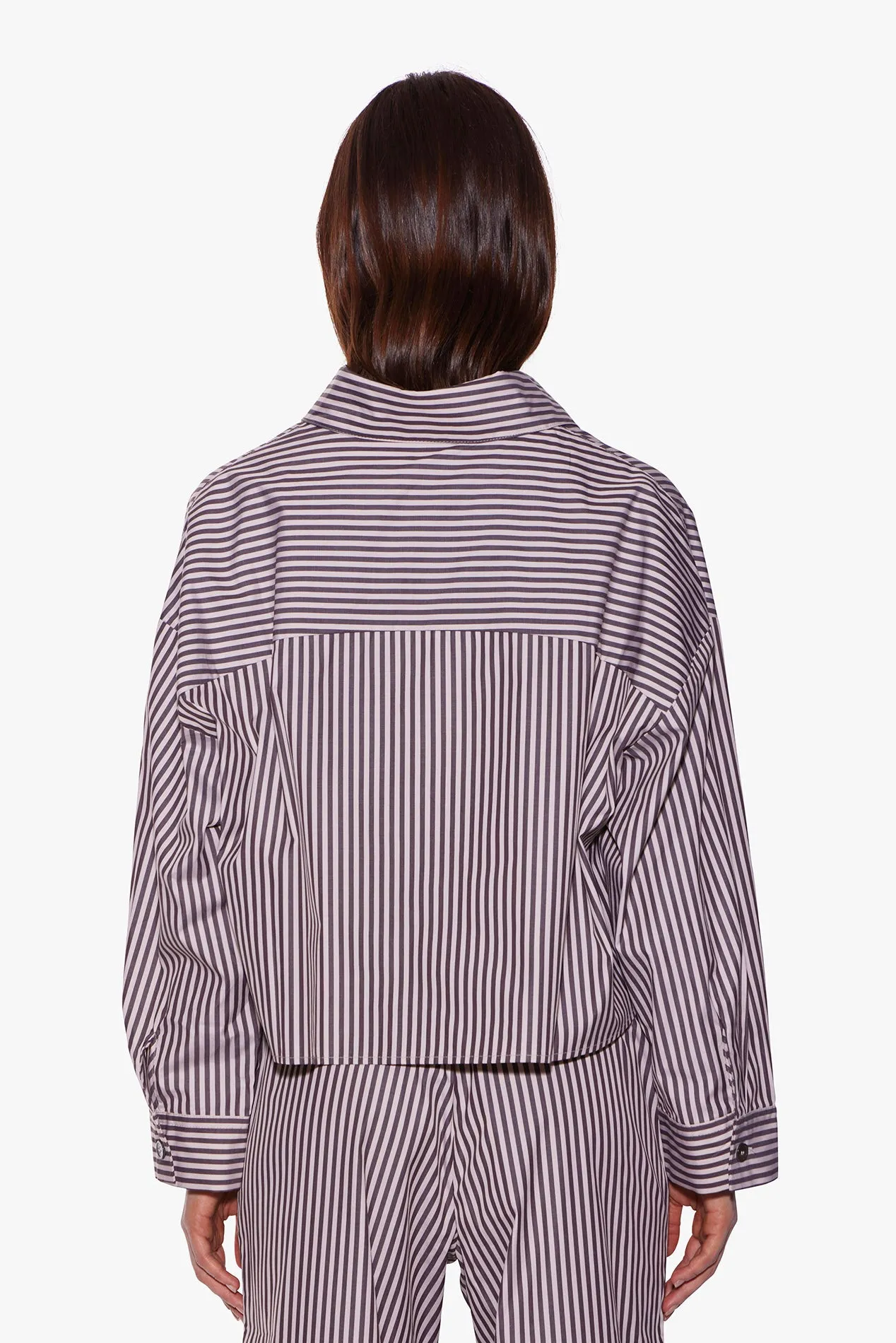 Gansett Poplin Crop Shirt Brown/Beige Stripe sold by Blue & Cream product image thumbnail 3