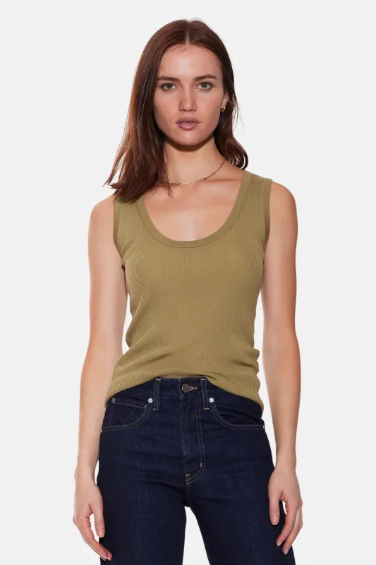 Klara Knit Tank Merino Wool Olive sold by Blue & Cream