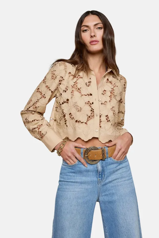 Seychelle Lace Cropped Blouse Almond sold by Blue & Cream