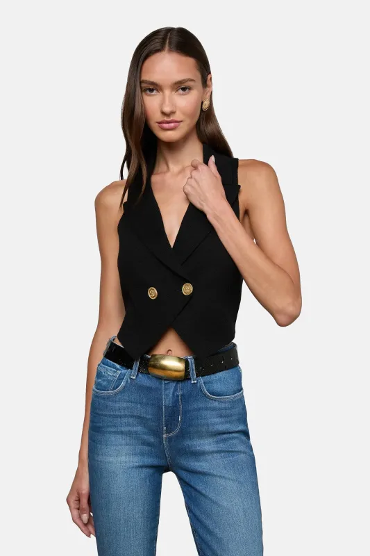 Zadie Knit Vest Black/Gold made by L'AGENCE