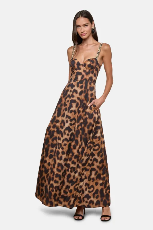 Sutton Beaded Strap Maxi Dress Tan/Black Large Leopard sold by Blue & Cream