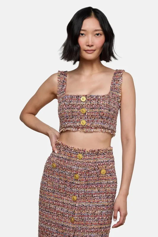 Maylin Tweed Top Mauve/Tan Multi Tweed sold by Blue & Cream