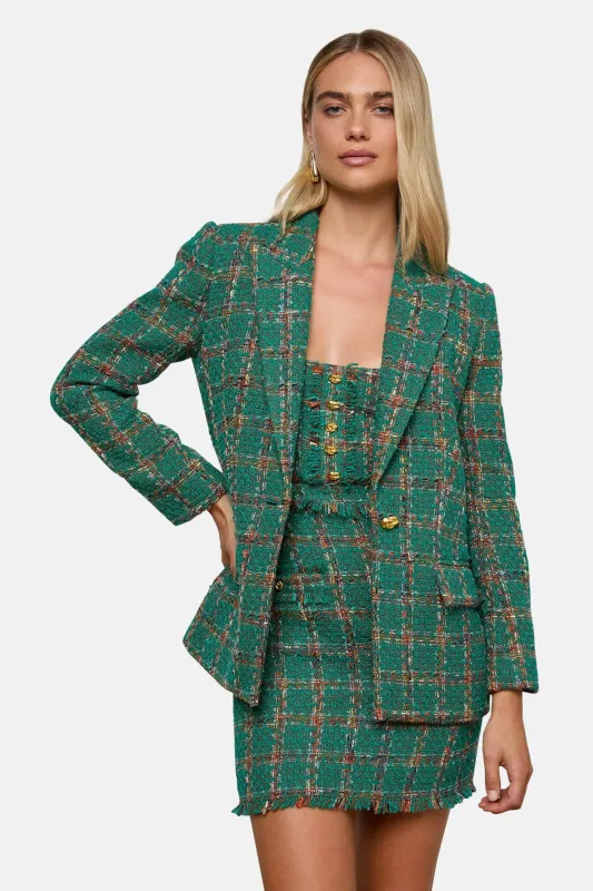 Gweny Relaxed Blazer Green Windowpane Tweed sold by Blue & Cream