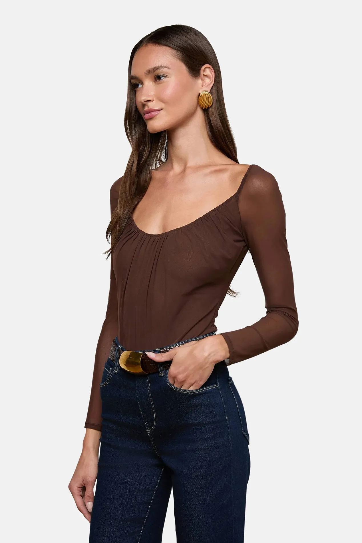 Gwendolyn Mesh Bodysuit Chocolate sold by Blue & Cream product image thumbnail 2