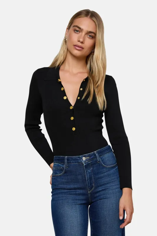 Elisabetta Knit Bodysuit Black/Gold sold by Blue & Cream