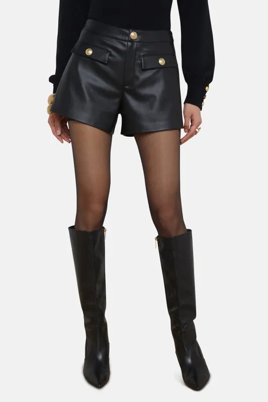 Dionne Vegan Leather Short Black made by L'AGENCE