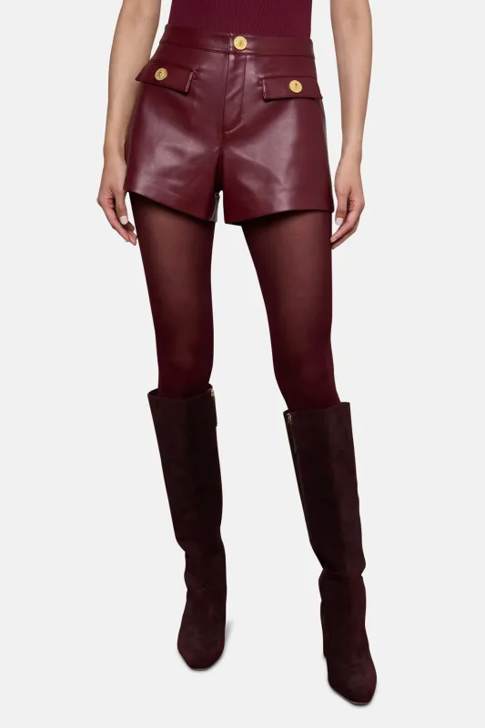 Dionne Vegan Leather Short Black Cherry made by L'AGENCE