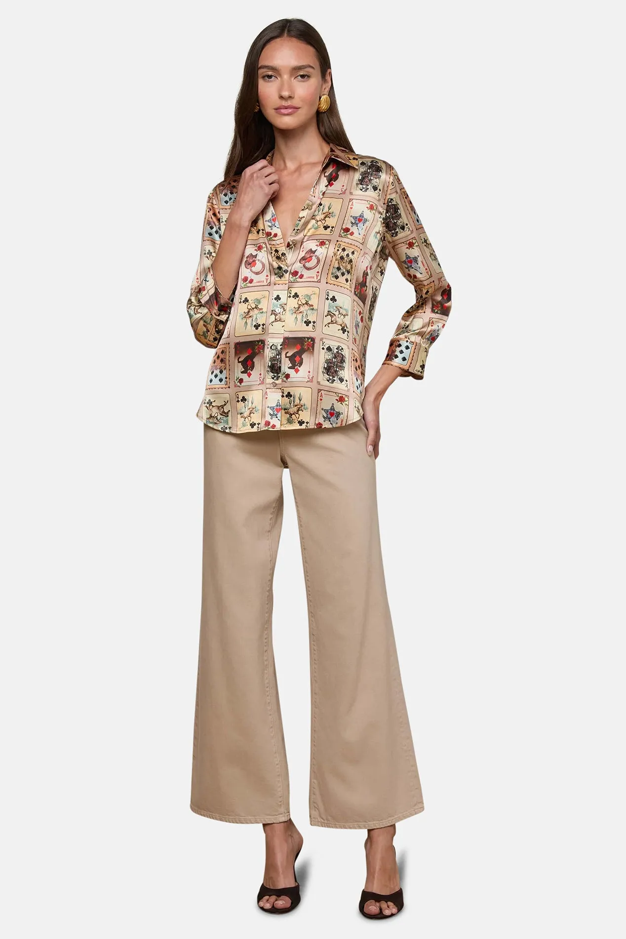 Dani Silk Blouse Tan Multi Western Cards sold by Blue & Cream product image thumbnail 3