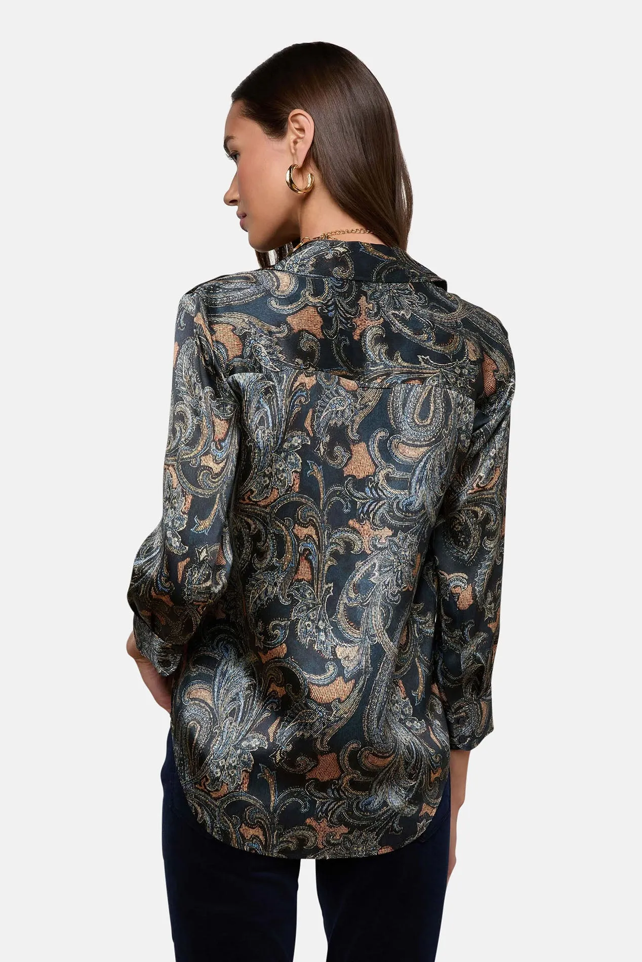 Dani Silk Blouse Midnight Multi Etched Paisley sold by Blue & Cream product image thumbnail 3