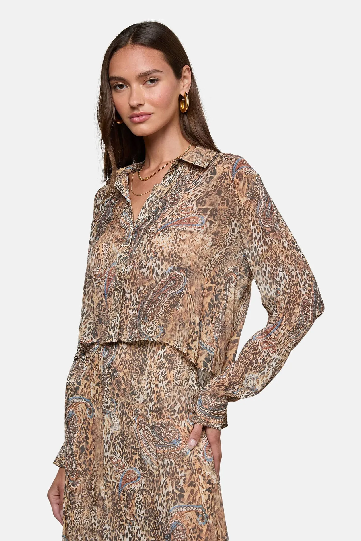 Cosette Button-Down Shirt Brown/Blue Valencia Leopard sold by Blue & Cream product image thumbnail 2