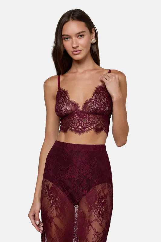 Aislin Lace Bralette Dark Port sold by Blue & Cream