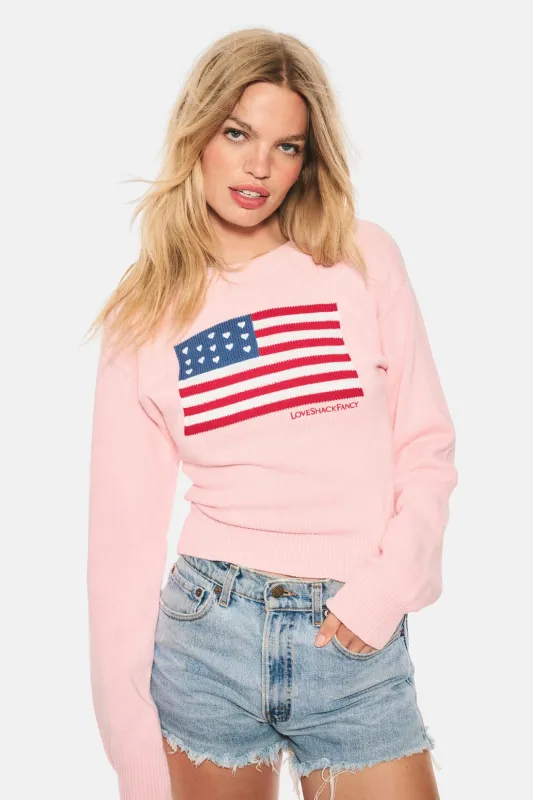 Ty Cotton Flag Pullover Blushing Liberty made by LoveShackFancy