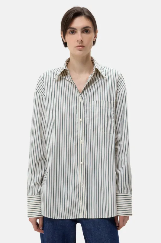 Big Joe Shirt in Ivory/Cilantro Stripe sold by Blue & Cream