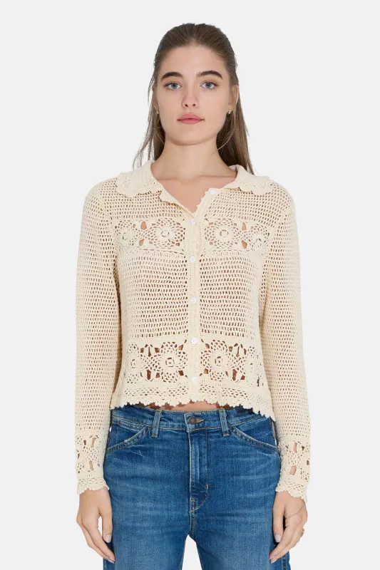 Felicity Crochet Cardigan Ivory sold by Blue & Cream