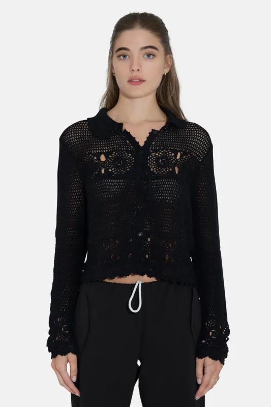 Felicity Crochet Cardigan Black sold by Blue & Cream