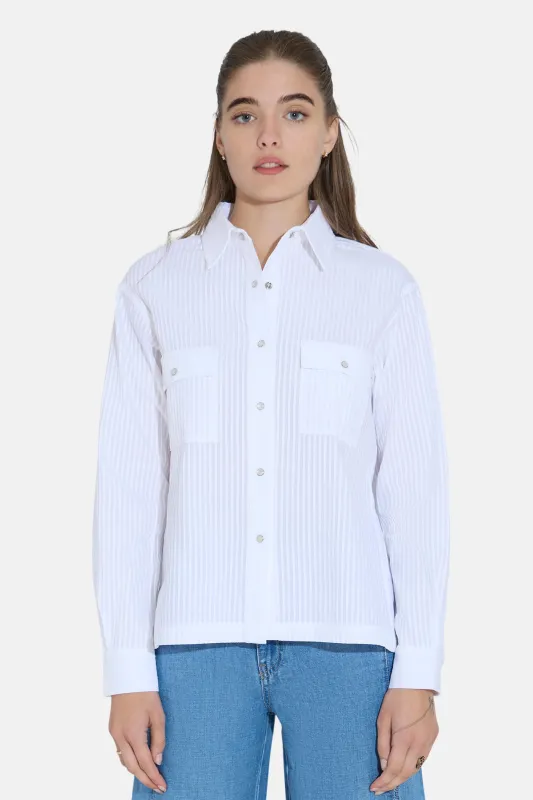 Coco Overshirt White Pleat sold by Blue & Cream