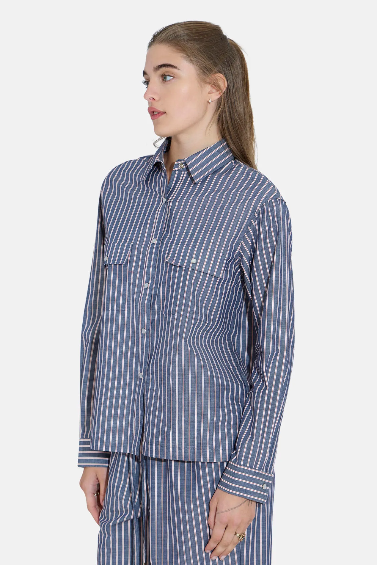 Coco Denim Overshirt in Red Stripe sold by Blue & Cream product image thumbnail 2
