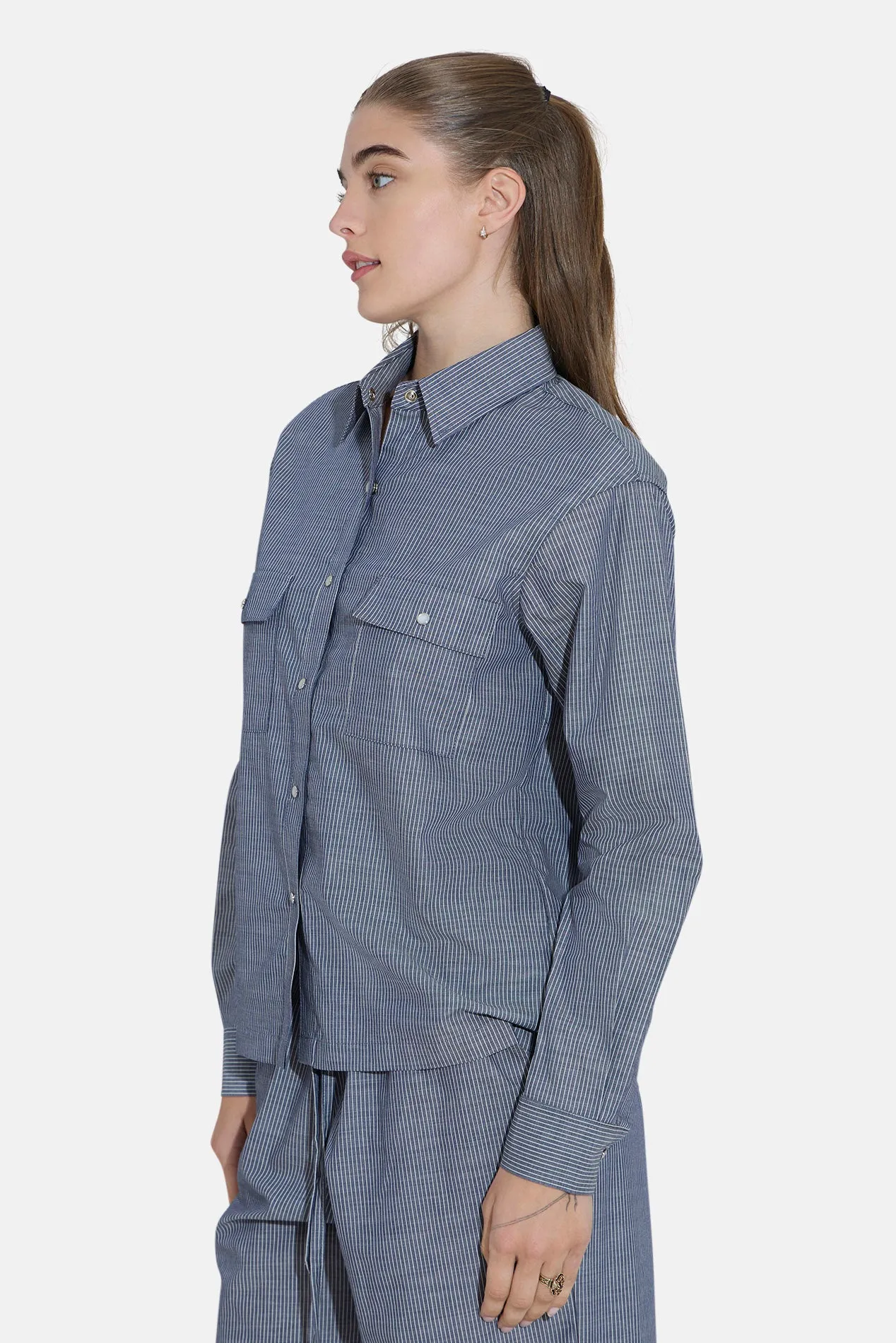 Coco Denim Overshirt in Pinstripe sold by Blue & Cream product image thumbnail 2