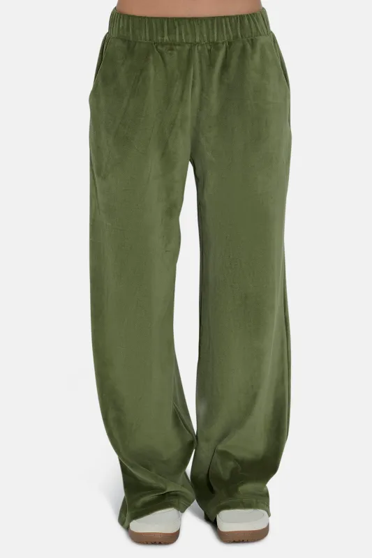 Mari Velour Pant Army Green sold by Blue & Cream