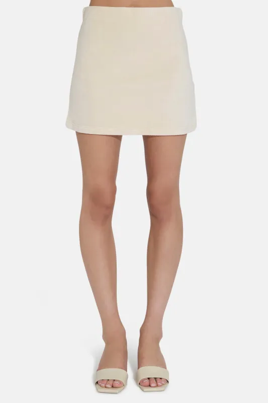 Cady Velour Mini Skirt Ivory sold by Blue & Cream