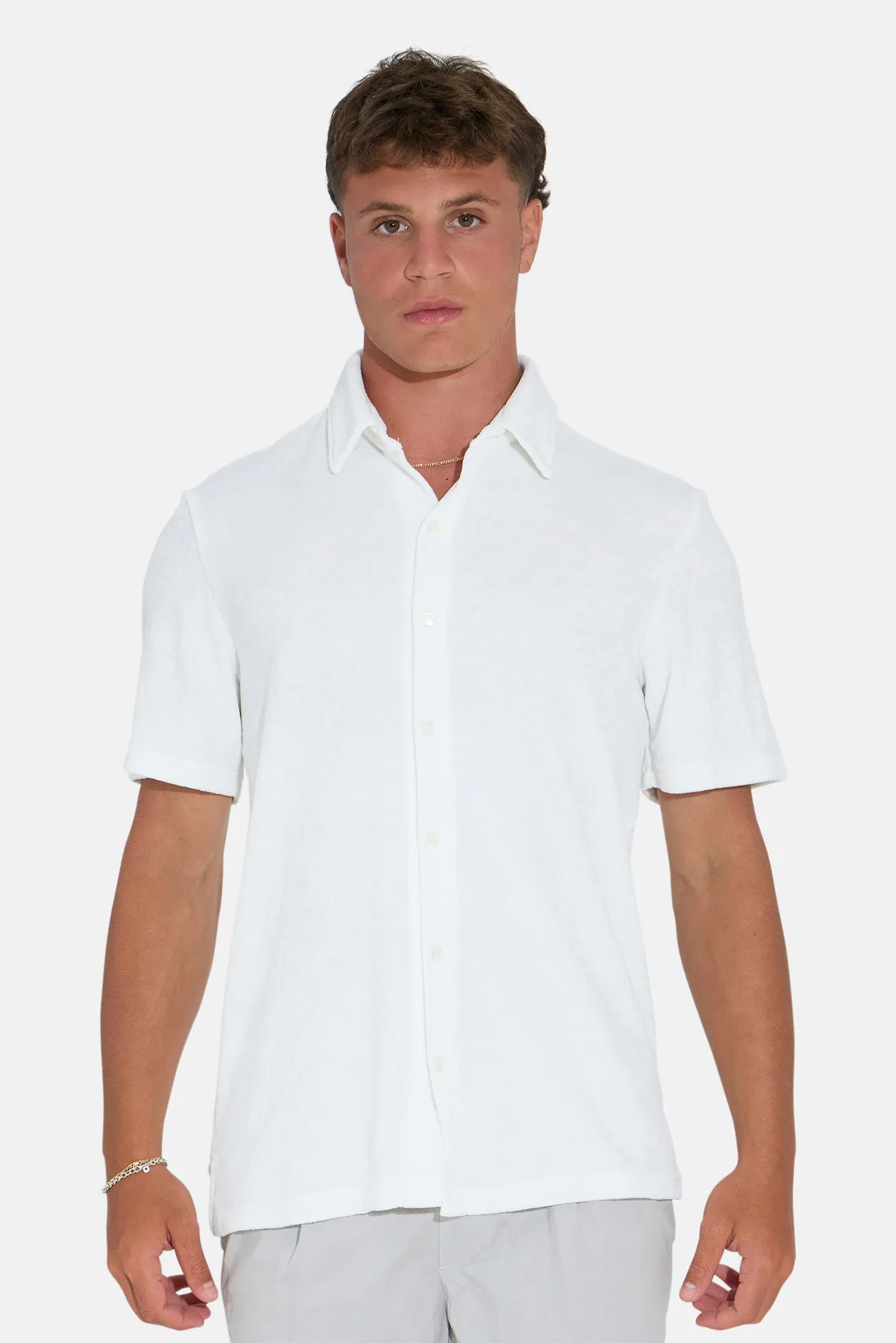 Men's Terry Buttondown Off White sold by Blue & Cream