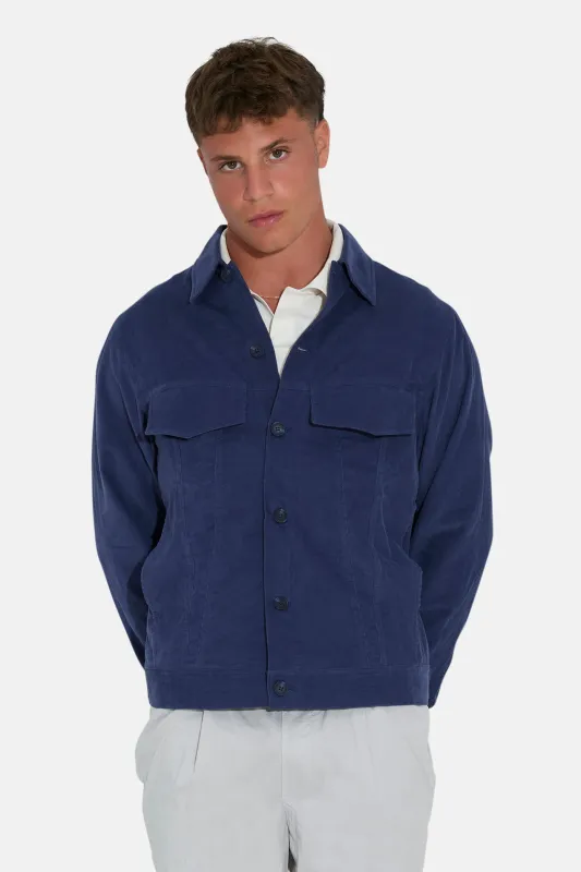 Dante Micro Cord Trucker Jacket Blue sold by Blue & Cream