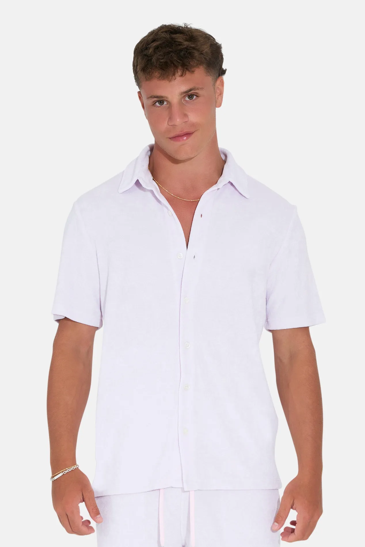 Men's Terry Buttondown Pale Pink sold by Blue & Cream