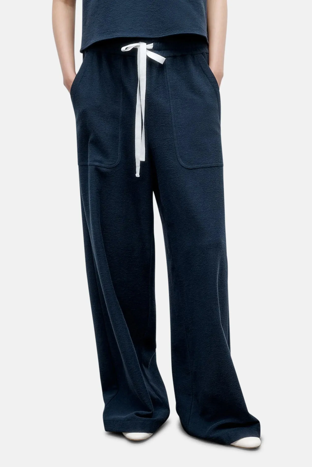 Main St. Pant In French Terry Midnight sold by Blue & Cream