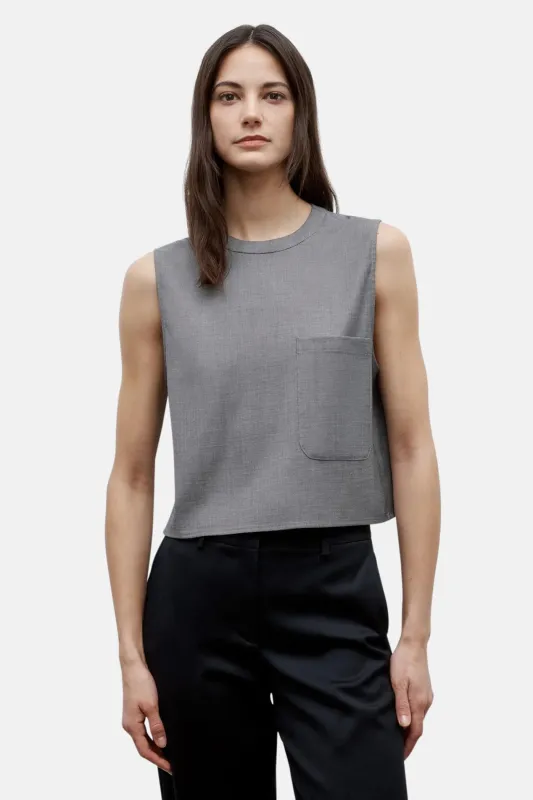 Cropped Muscle Tank in Chintzed Wool sold by Blue & Cream