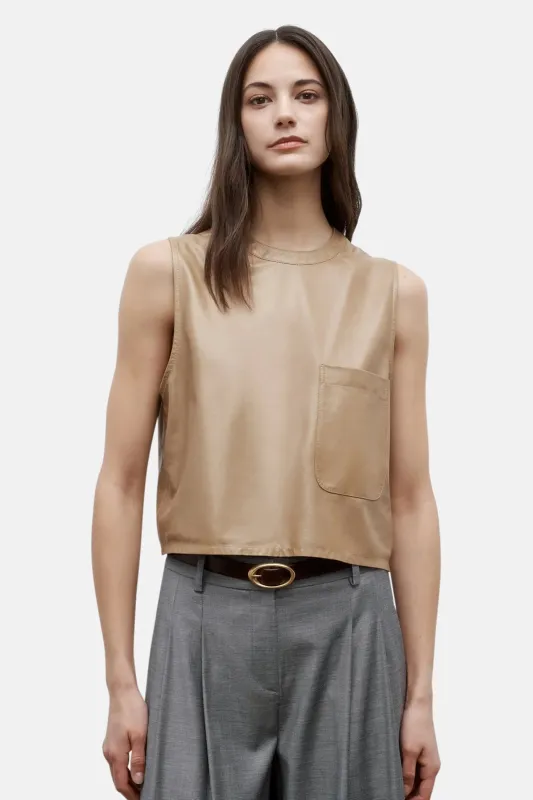 Cropped Muscle Tank Leather Kelp sold by Blue & Cream